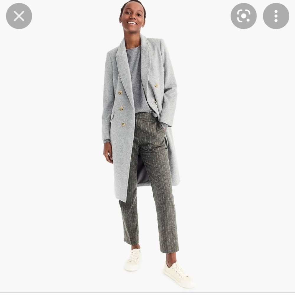 J. Crew Double Breasted Topcoat, Italian Wool Cashmere, Size 8
